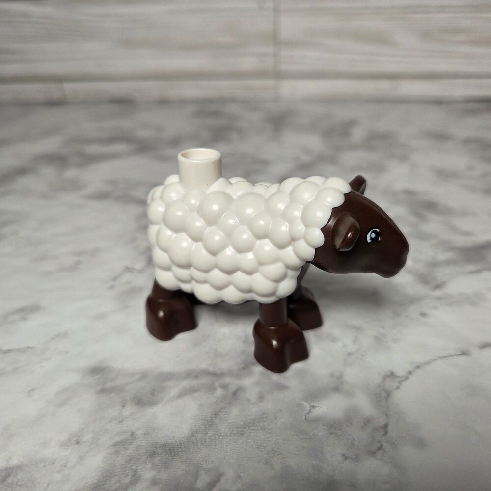 LEGO Duplo White Sheep Figure With Dark Brown Legs and Head Pre-Owned Farm Zoo